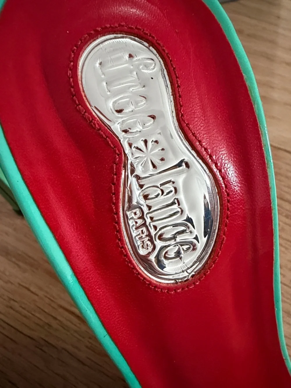 NWT! Free Lance Paris Unworn Vintage Turquoise Patent Slide Heels women sz 37.5